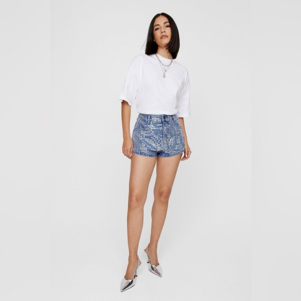 Nasty Gal 'Zebra Hotfix Denim Short size 2